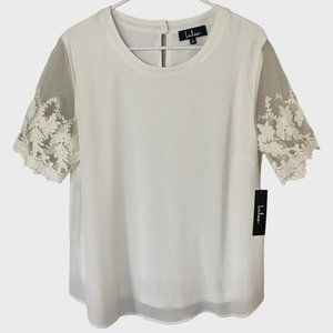 Lulu's Lisa Marie White Embroidered Top Women's Size XL White Lace Crochet New